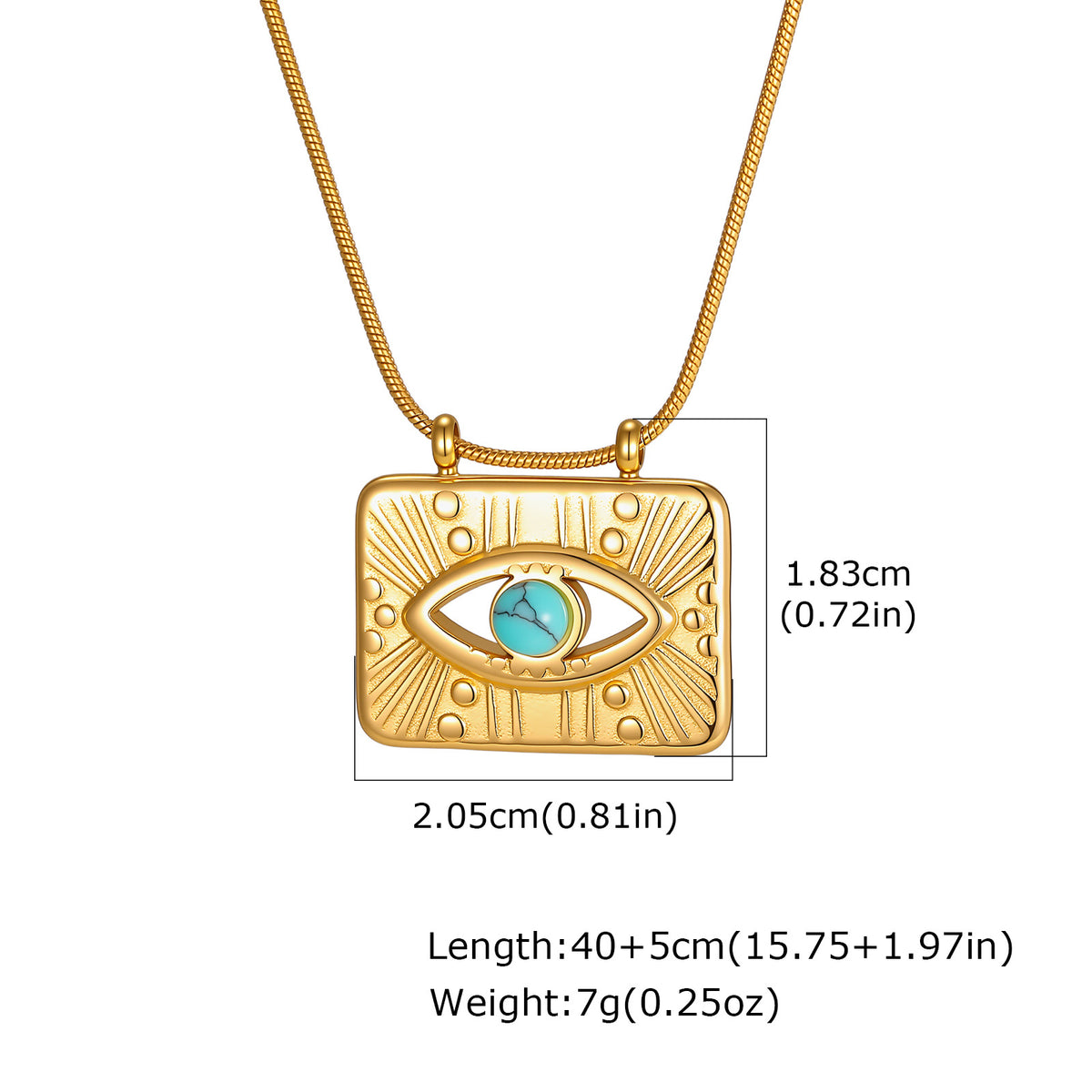 Ladies Gold Turquoise Sun Hexagram Necklace – Stainless Steel Bohemian