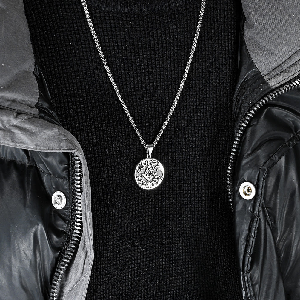 Stainless Steel Durable Pendant Necklace For Men Retro European American Trend Planderful Fraternity Style