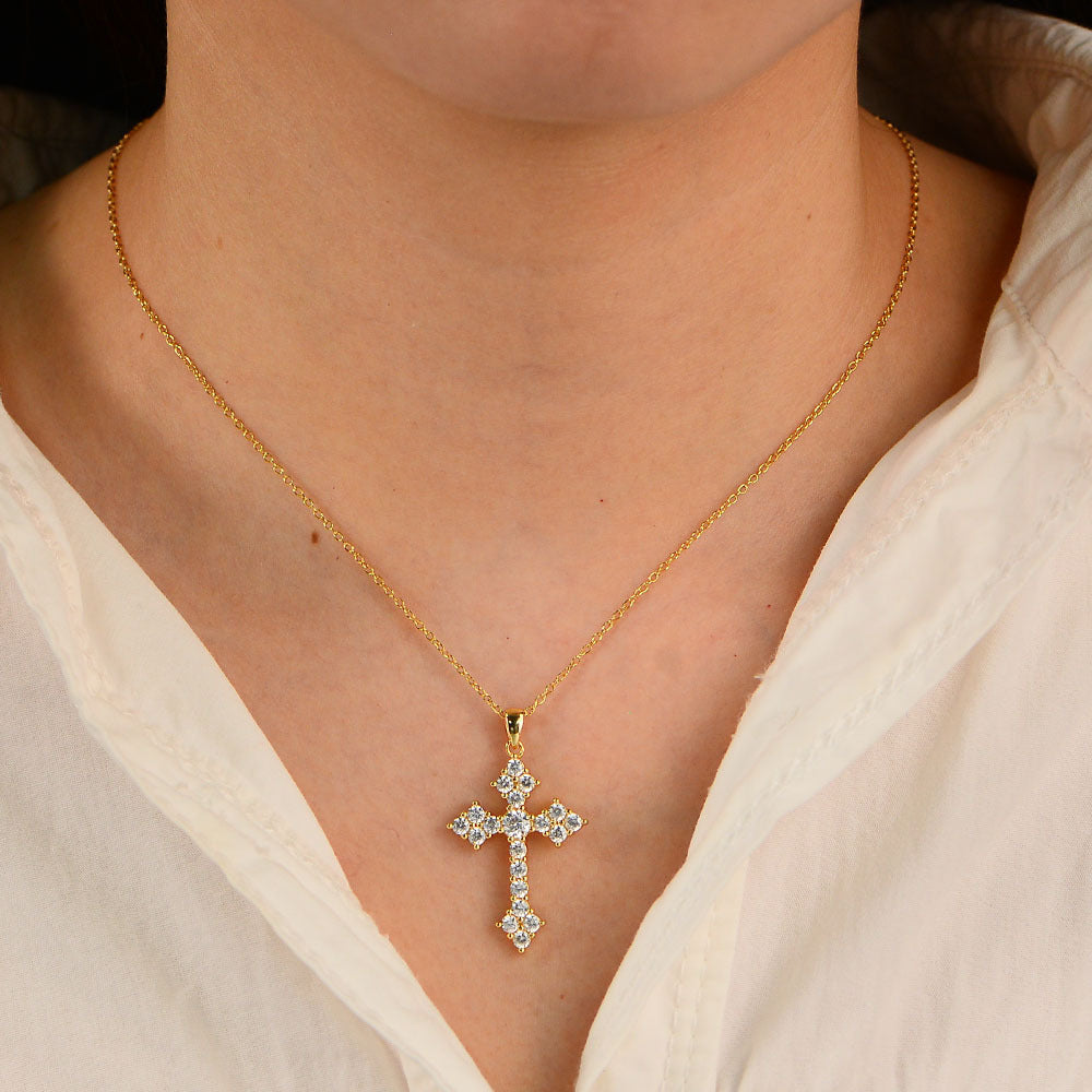 Cross Pendant Sterling Silver Necklace Personality Hip Hop Retro Hipster Full Zircon