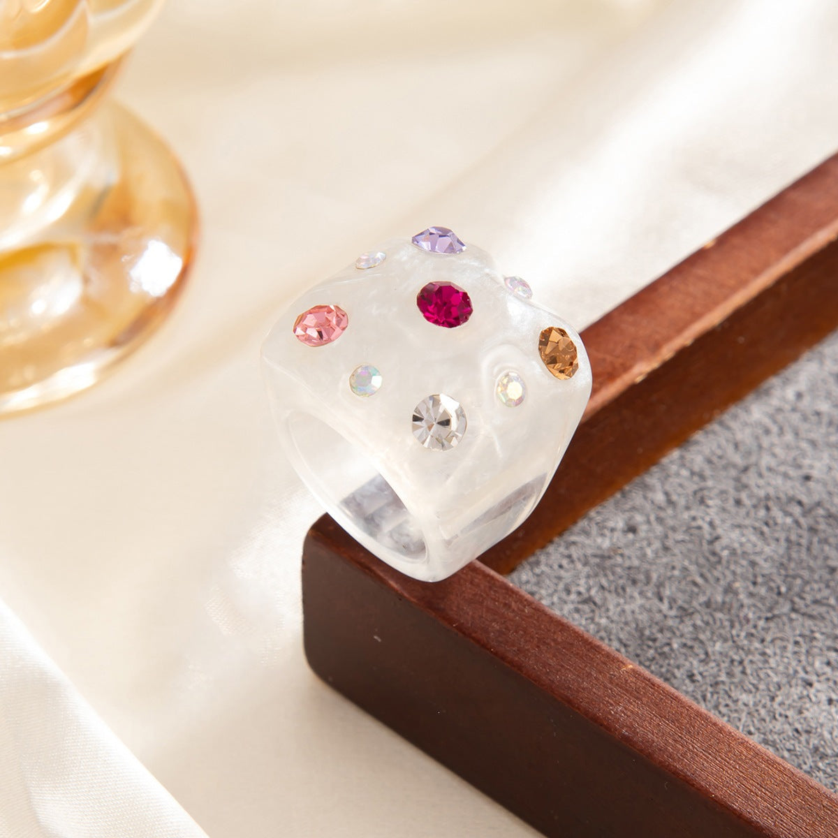 Planderful Zircon Square Ring For Women Smudged Micro Inlaid Sparkling Statement Jewelry Vienna Verve