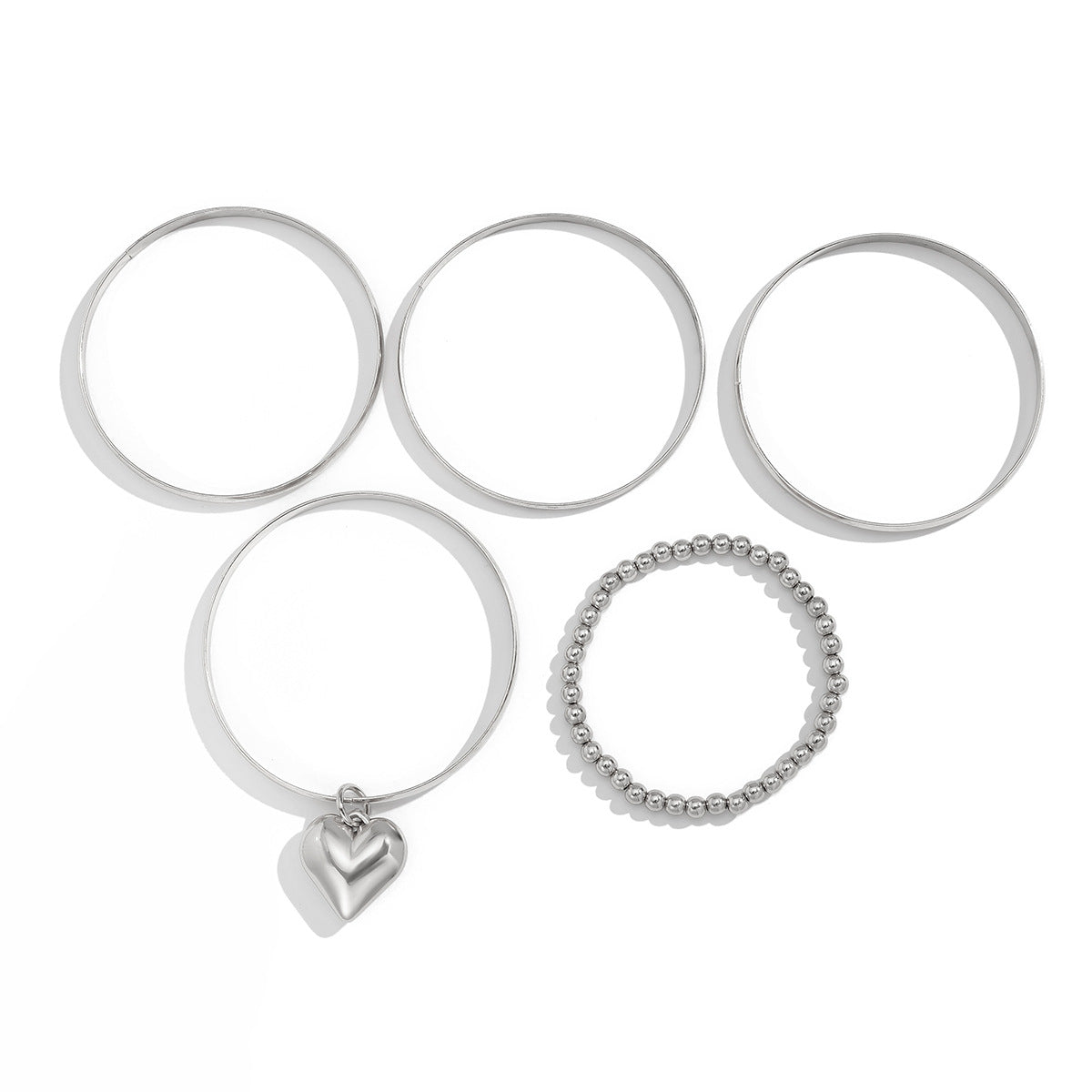 Planderful Vienna Verve Heart Pendant Bracelet Set for Women European Style Stacked Bead Statement Jewelry