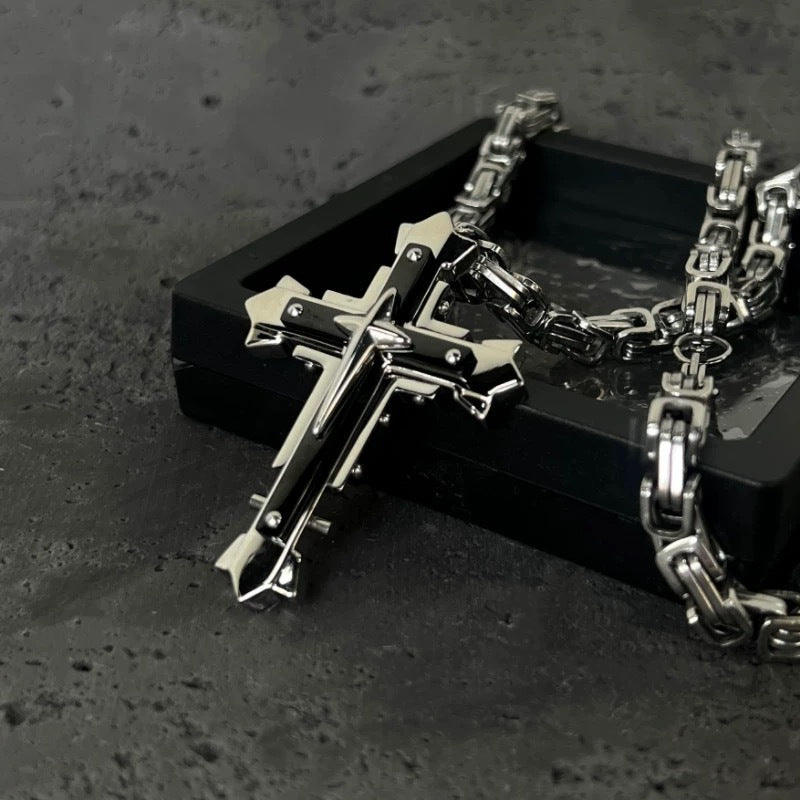 1. Planderful Stainless Steel Men's Cross Pendant Necklace Dark Knight Edition For Modern Style And Giftable Luxury