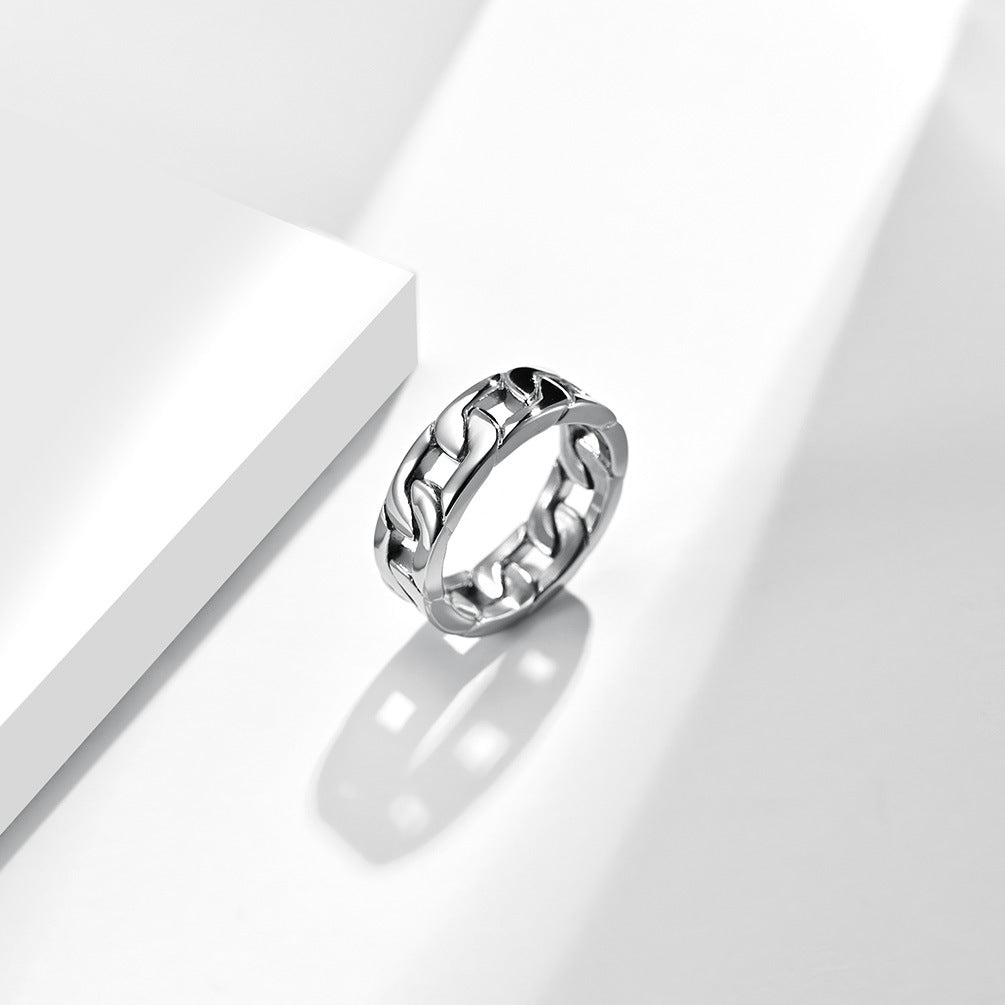 Planderful Everyday Genie Cuban Chain Ring Steel Unisex Jewelry For Men Women Street Style Durable