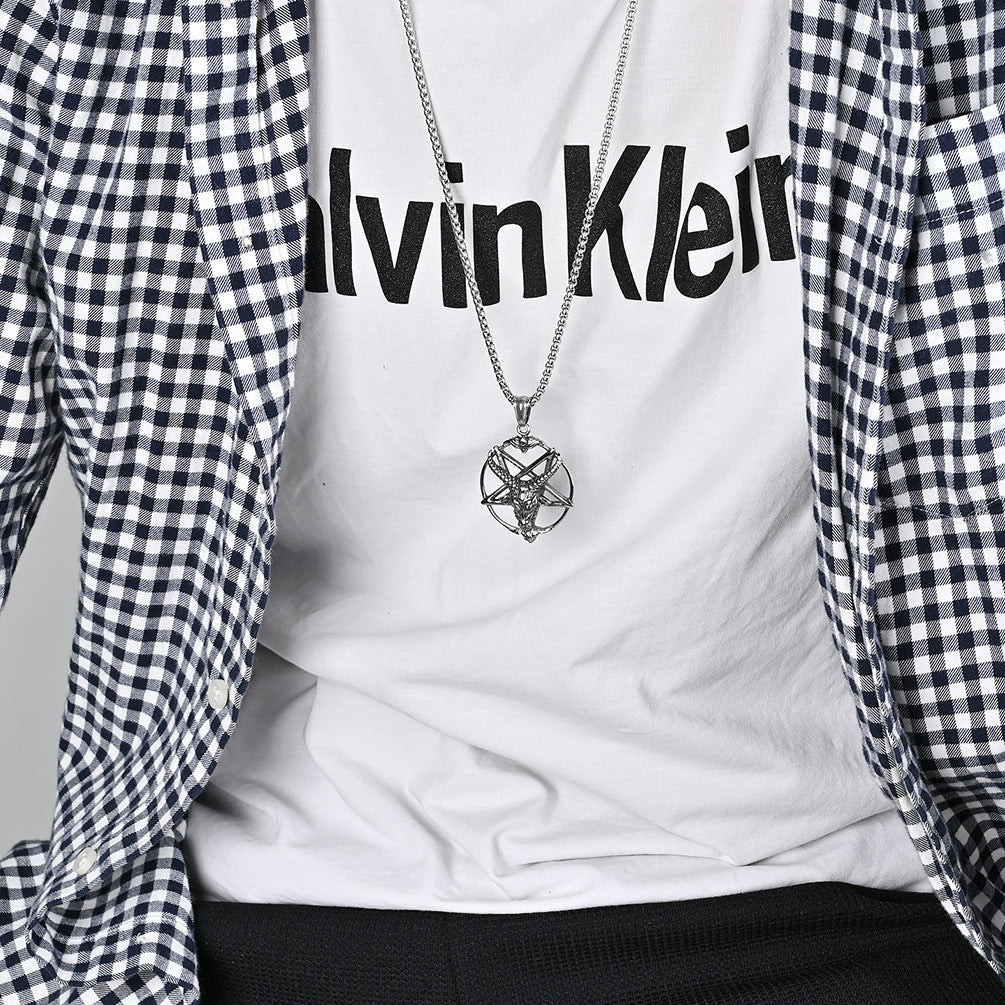 Cross-Border European American Retro Satan Goat Pendant Necklace