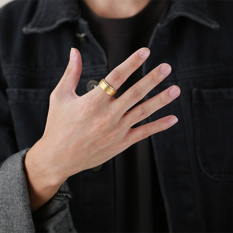 European And American Index Finger Joint Stainless Steel Rotary Decompression Ring Wholesale For Men