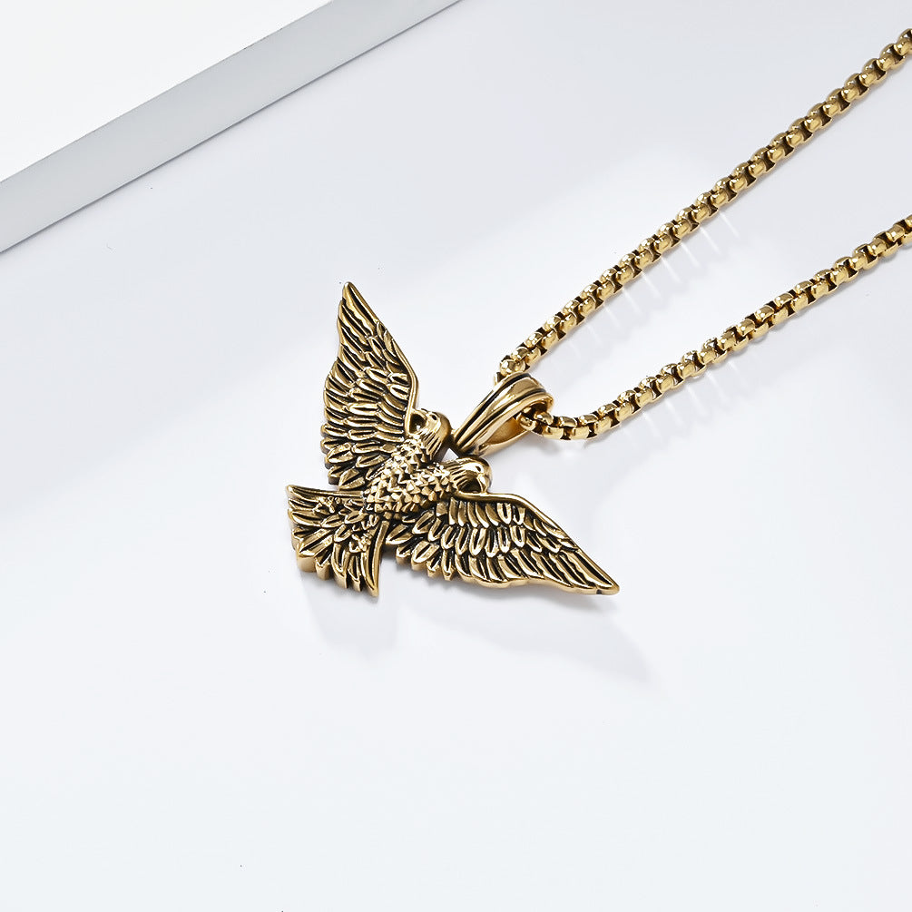 Cross-Border European American Retro Double-Headed Eagle Necklace