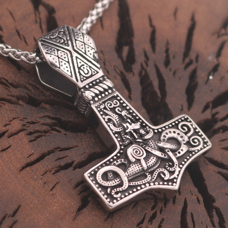 Mystical Norse Legacy Titanium Steel Dragon Necklace for Men