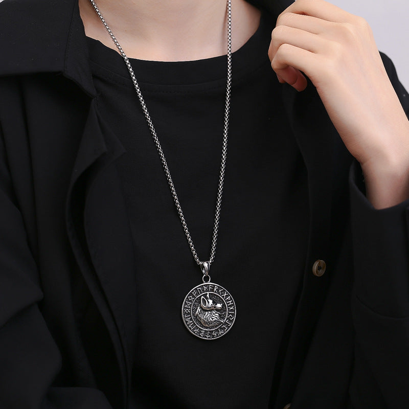 Steel Necklace - Luxury Wolf Head Pendant