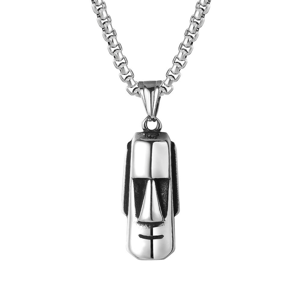 Moai Pendant Titanium Steel Necklace Personalized Unisex Jewelry For Him And Her Premium Planderful Everyday Genie