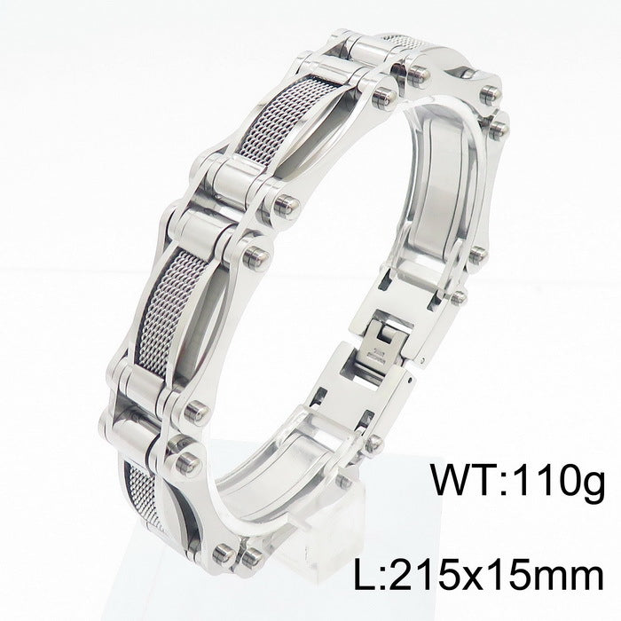 Planderful Mens Tri Color Stainless Steel Bracelet For Men