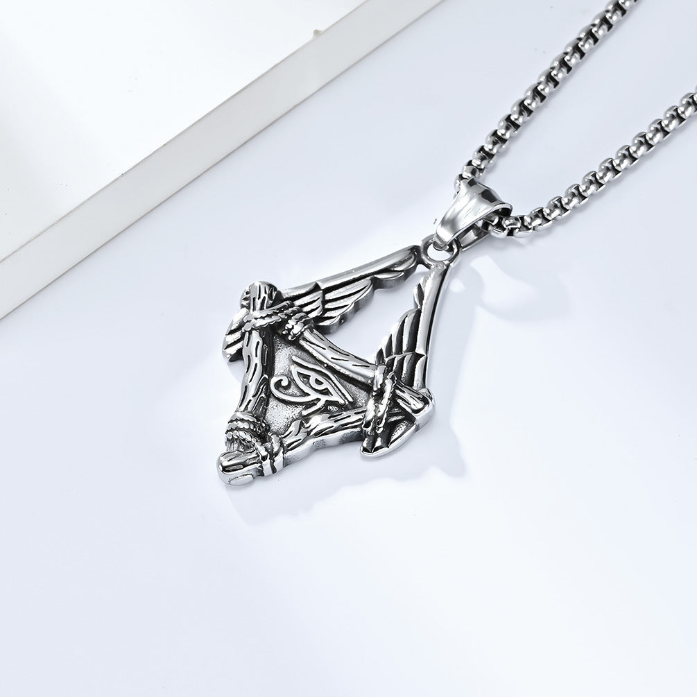 Vintage Egyptian Eye of Horus Wings Necklace for Men