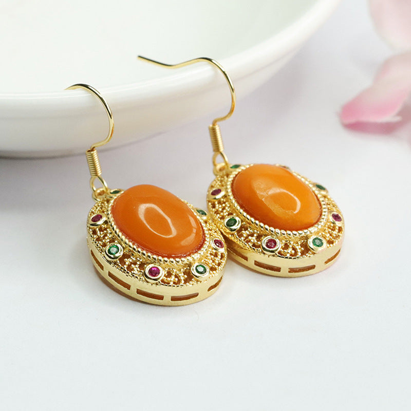 Vintage Beeswax Amber Drop Earrings
