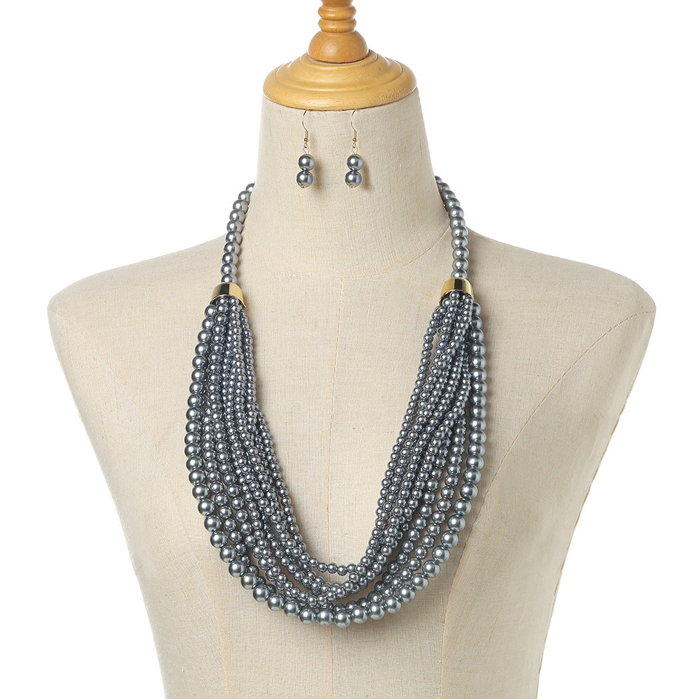 Planderful Savanna Rhythms Necklace and Earrings Set – Elegant Multi-Layer Design