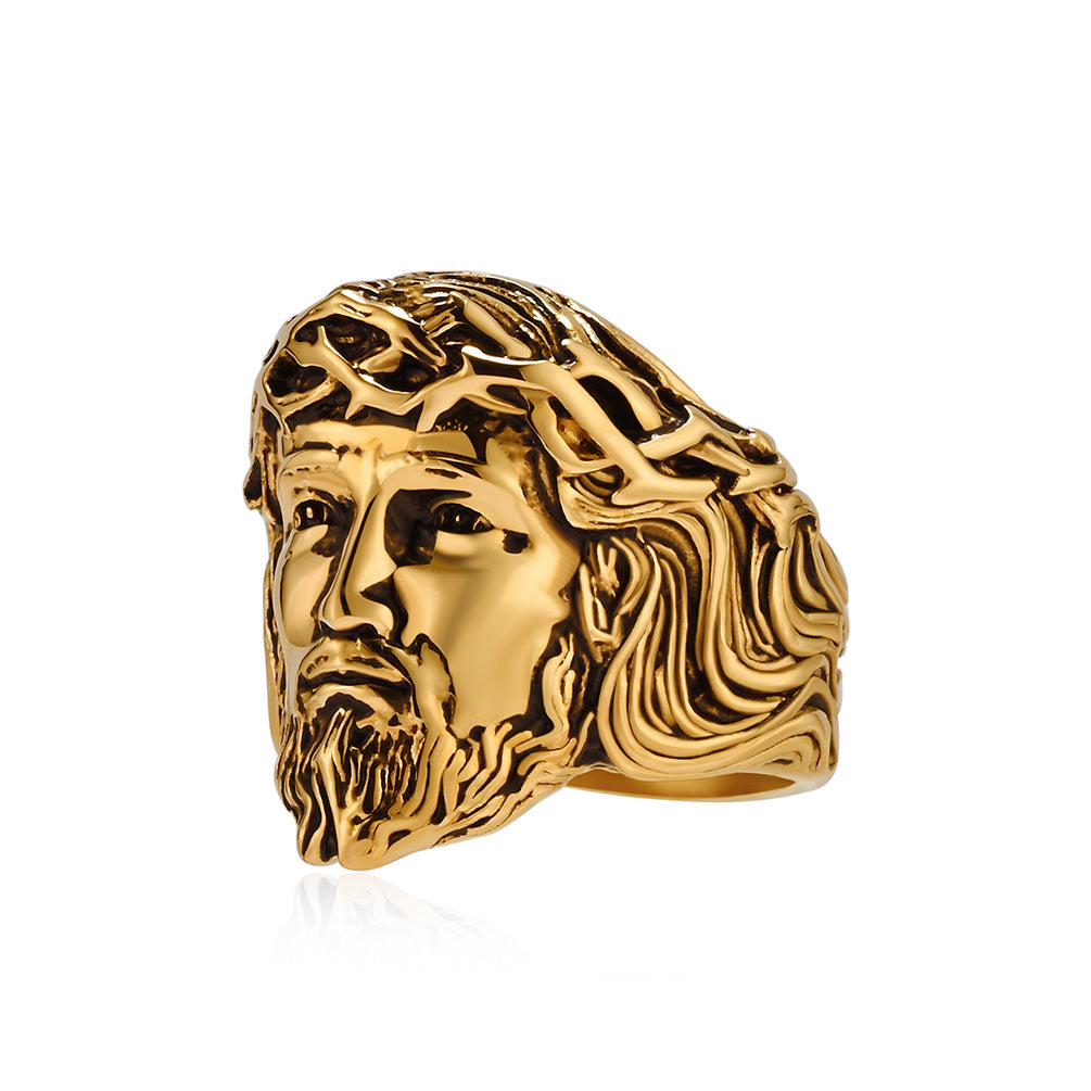 Style Head Stainless Steel Ring Three-Dimensional Design