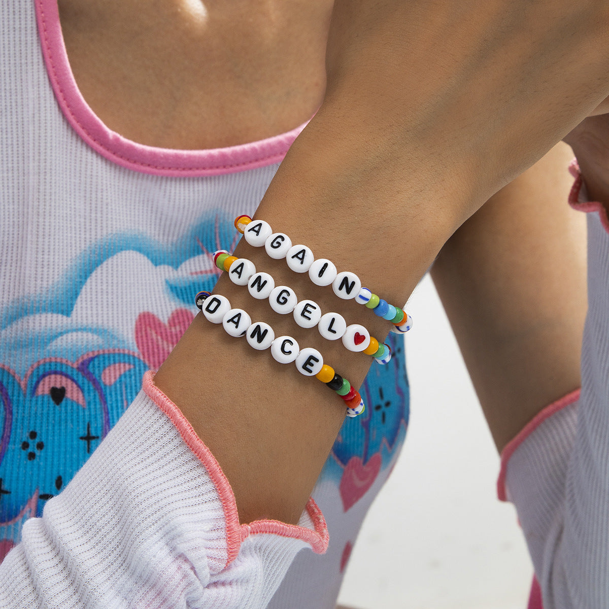 Planderful Vienna Verve Beaded Bracelet for Women Elastic Macaron Color Mix Statement Jewelry
