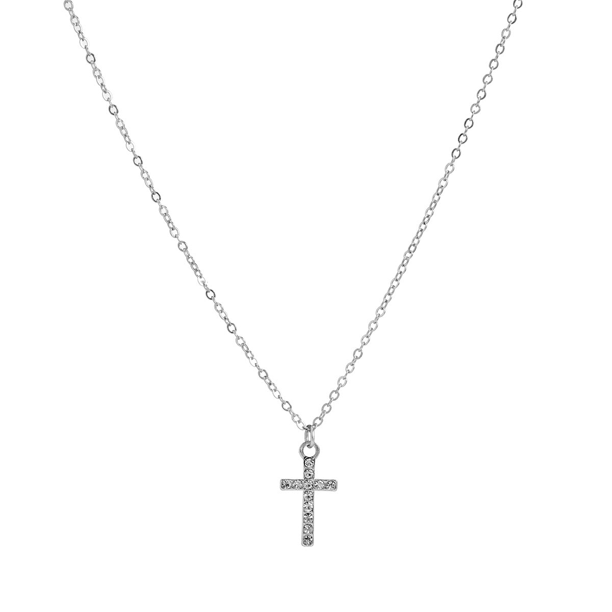 Planderful Vienna Verve Cross Pendant Necklace For Women Colored Thin Chain Micro Inlaid Elegant Statement Jewelry