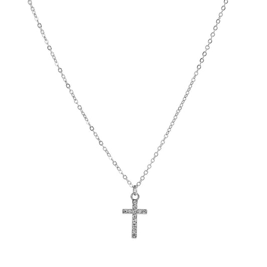 Planderful Vienna Verve Cross Pendant Necklace For Women Colored Thin Chain Micro Inlaid Elegant Statement Jewelry