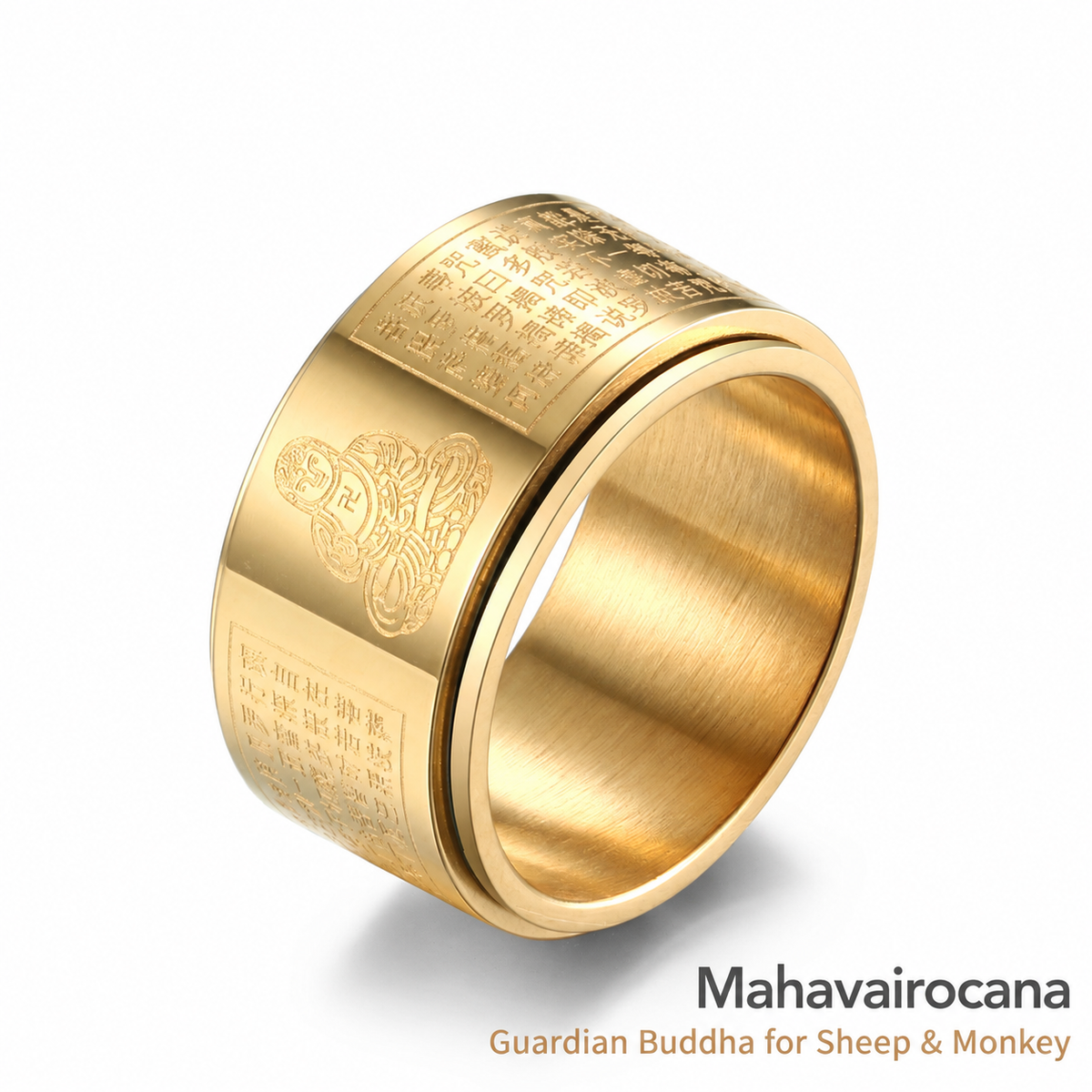 Mahavairocana gold guardian Buddha ring