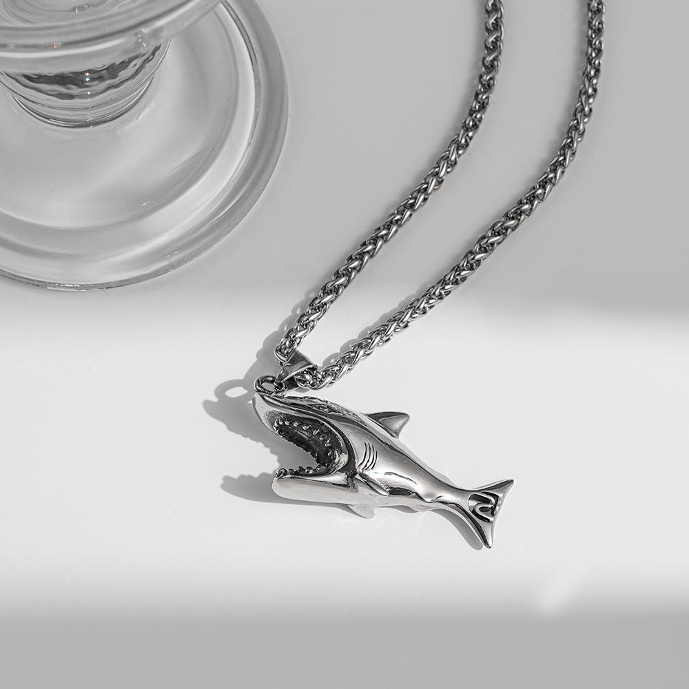 Stainless Steel Shark Pendant Necklace For Men And Women By Planderful Personalizable Versatile Jewelry