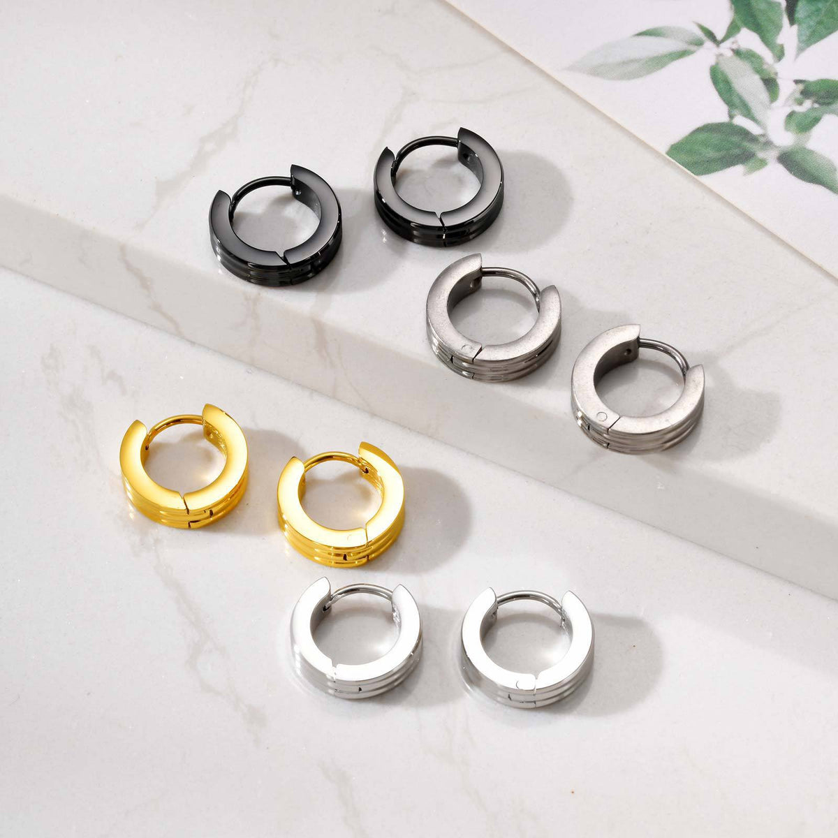 Stainless Steel Single Earring — Four Finishes