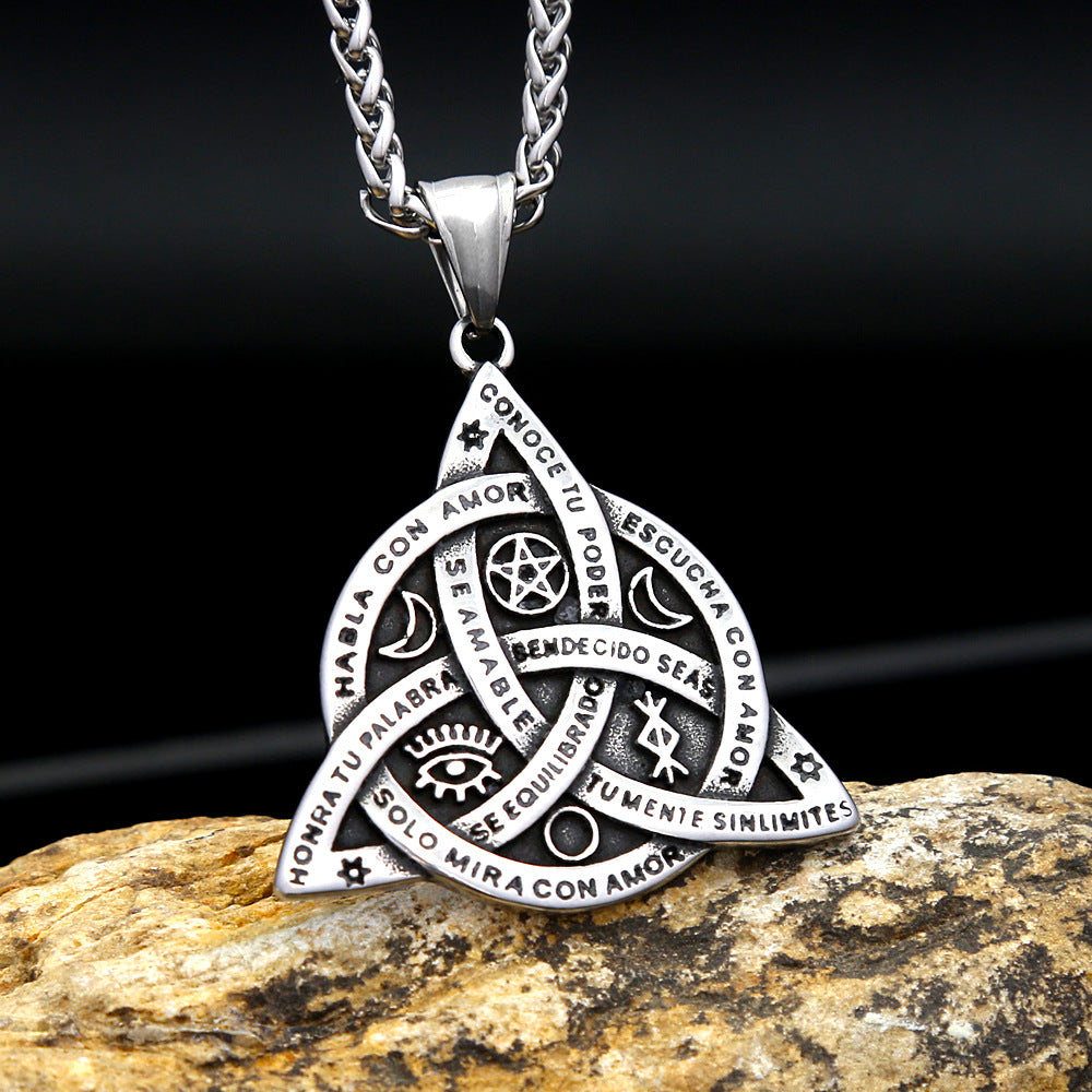 Vintage Celtic Stainless Steel Men's Pendant Necklace
