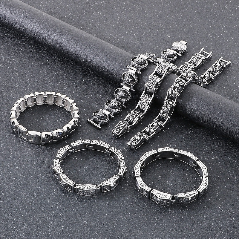 Planderful Men Punk Wolf Head Bracelet Titanium Steel