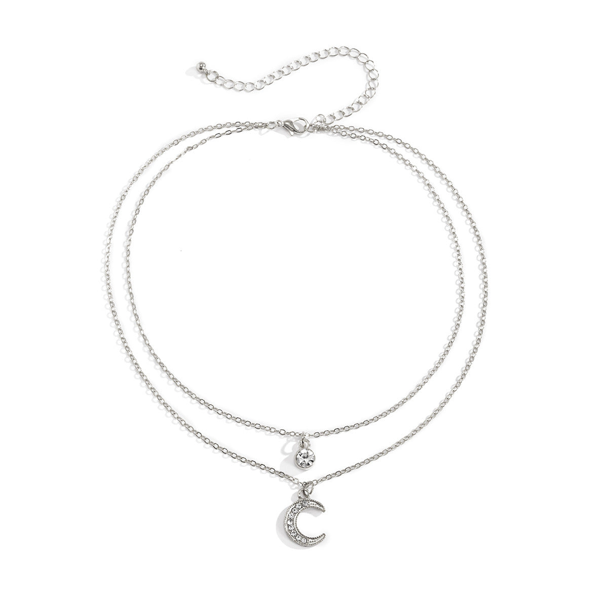 Planderful Collarbone Necklace With Rhinestone Tassel And Personalized Crescent Double Layer For Women
