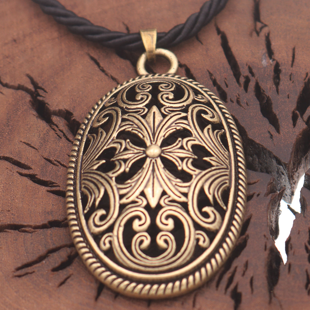 Viking Legacy Zinc Alloy Necklace with Norse Symbols - Unique Men's Pendant