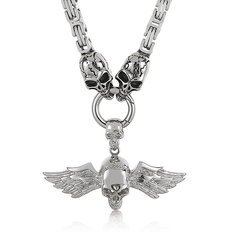 Bold Cross Skull Titanium Steel Necklace for Men - European and American Fashion Statement