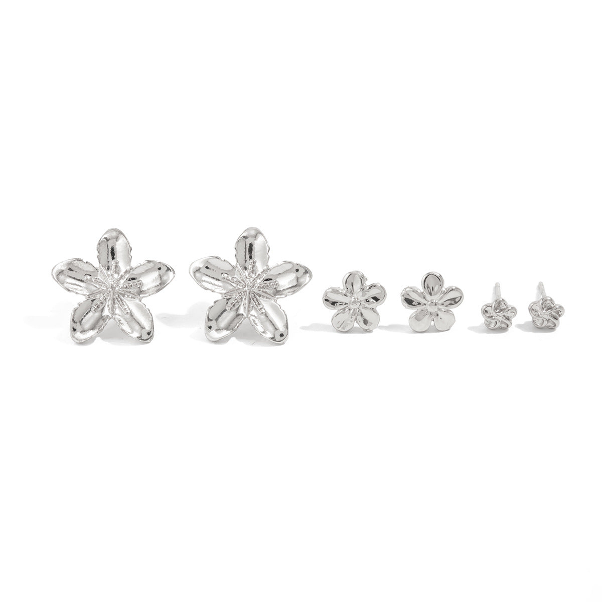 Planderful Vienna Verve Five Petal Flower Stud Earrings Set Chic Versatile Jewelry for Women