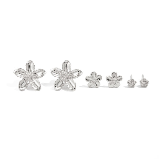 Planderful Vienna Verve Five Petal Flower Stud Earrings Set Chic Versatile Jewelry for Women