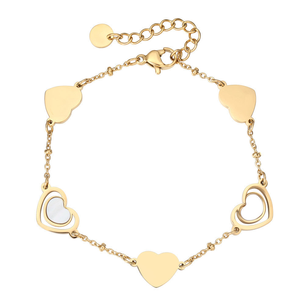 Planderful Everyday Genie Bracelet For Women Chic Statement Jewelry In European American Style Shell Peach Heart
