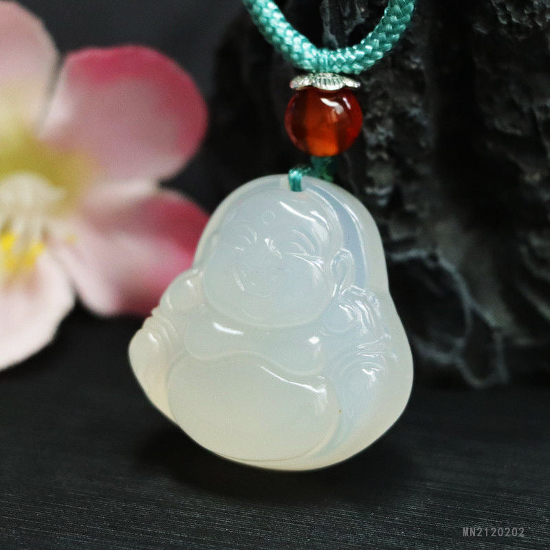 White Chalcedony Buddha Pendant