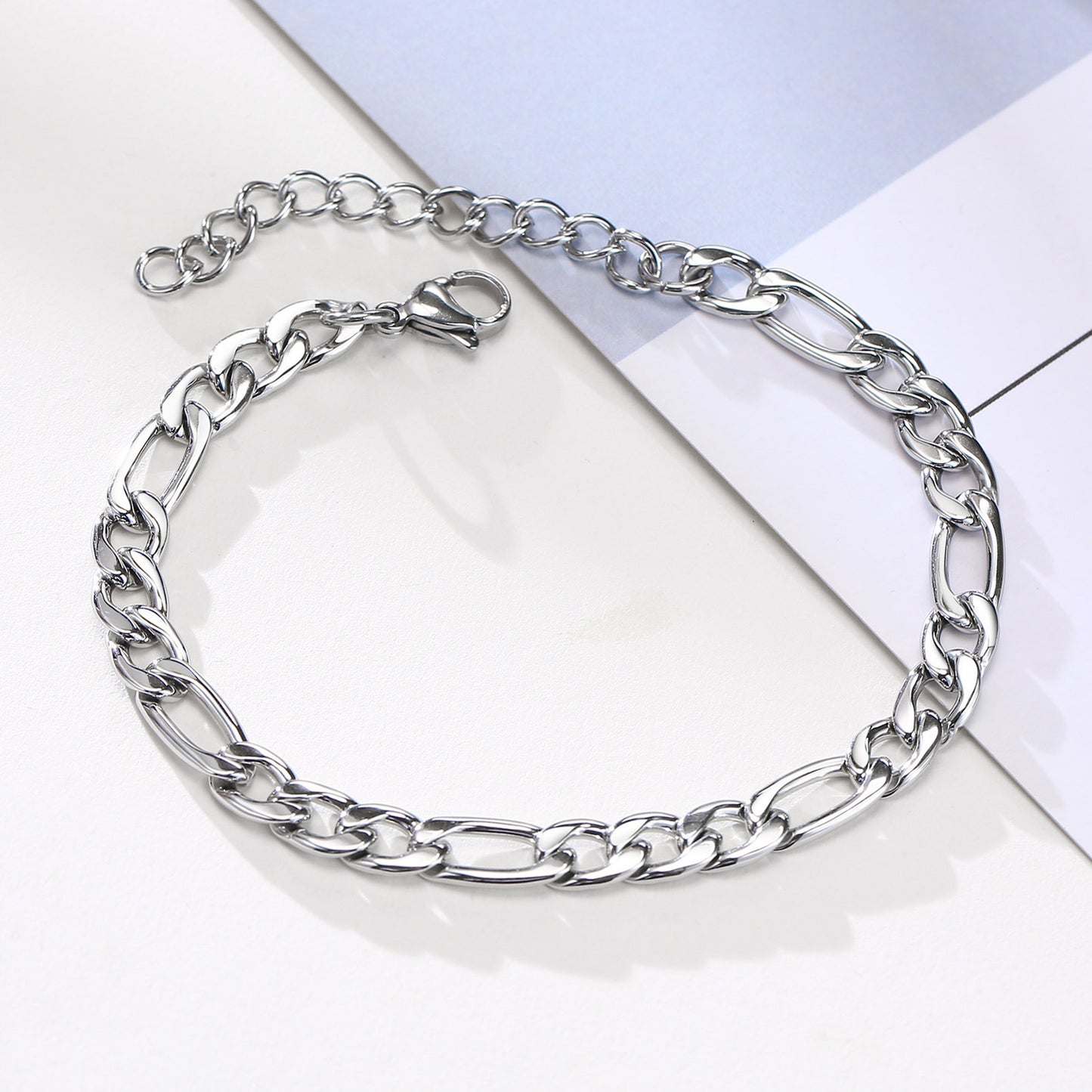 Planderful Jewelry Figaro Bracelet Steel Mens Classic Chain Everyday Genie Collection