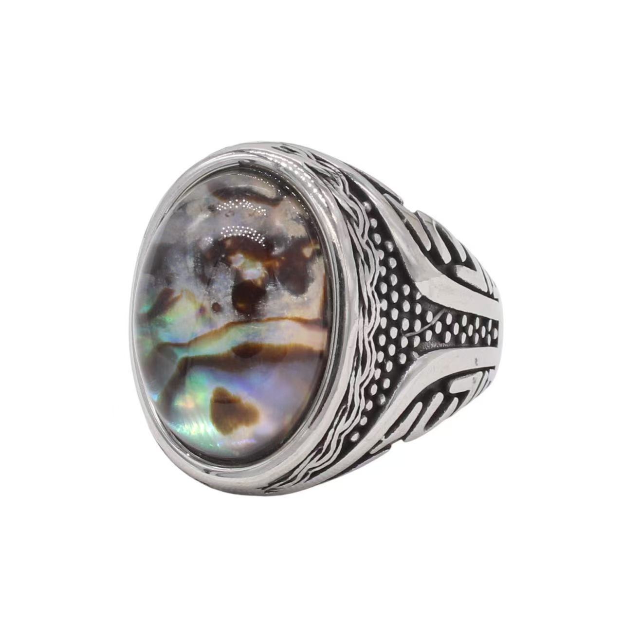 Planderful Jewelry Crystal Stone Ring Steel Ring In Retro European American Style For Everyday Wear