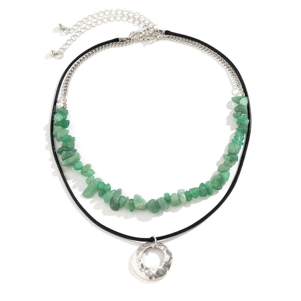 European and American Cross-border Retro Gravel Necklace with Irregular Charm, Simple Personality Wax Ring Clavicle Chain