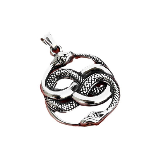 Retro Double-Headed Snake Titanium Steel Pendant for Men – Wholesale Stainless Steel Ouroboros Jewelry