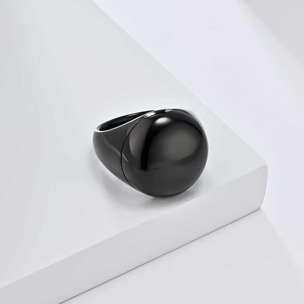 Cross-Border European American Glossy Titanium Steel Ring