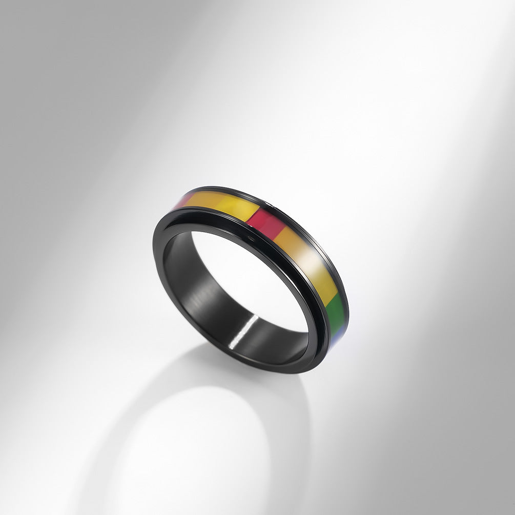 Rotatable Stainless Steel Rainbow Ring For Men Wholesale