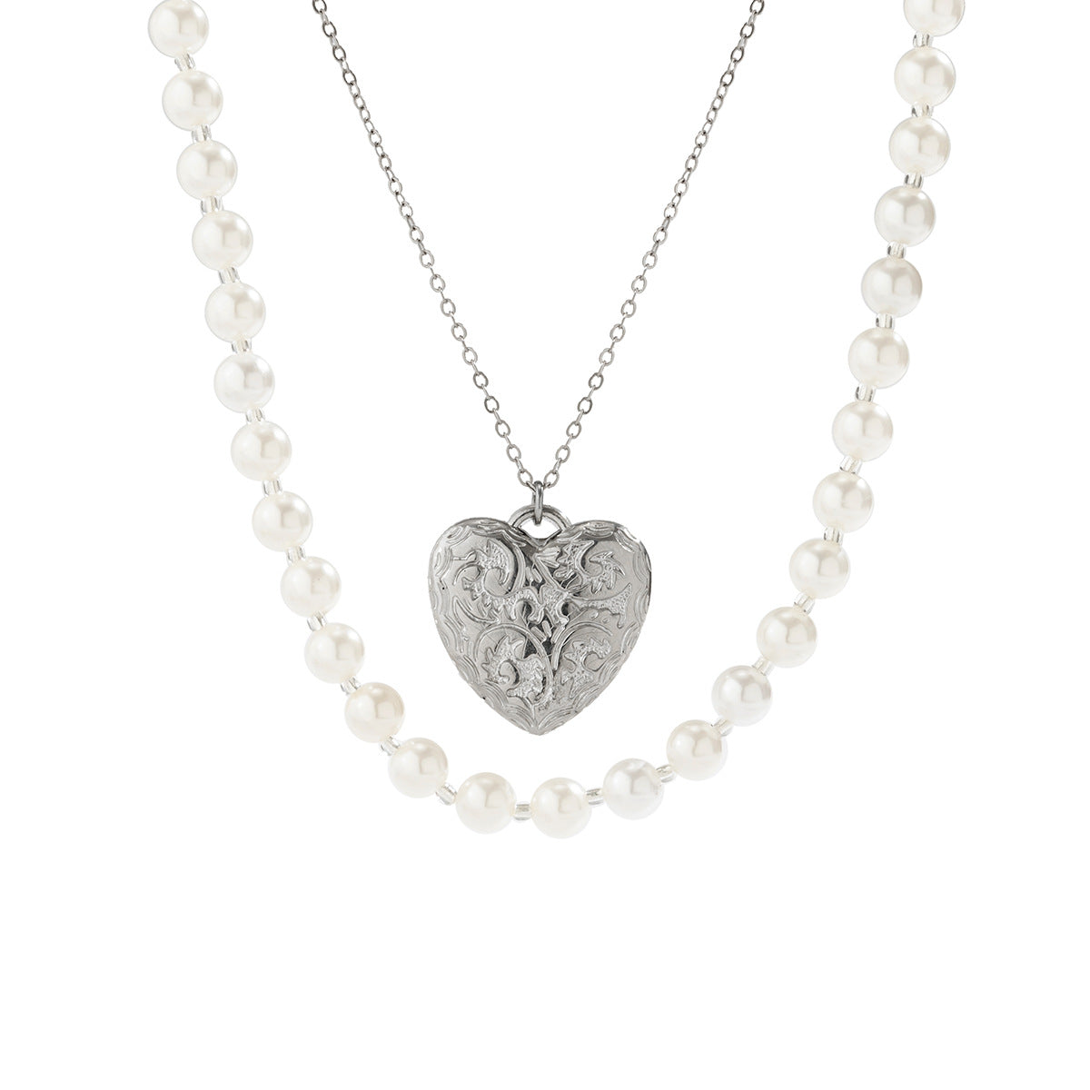 European and American Vacation Style Jewelry, Love Pendant Necklace with Versatile Niche Pearl