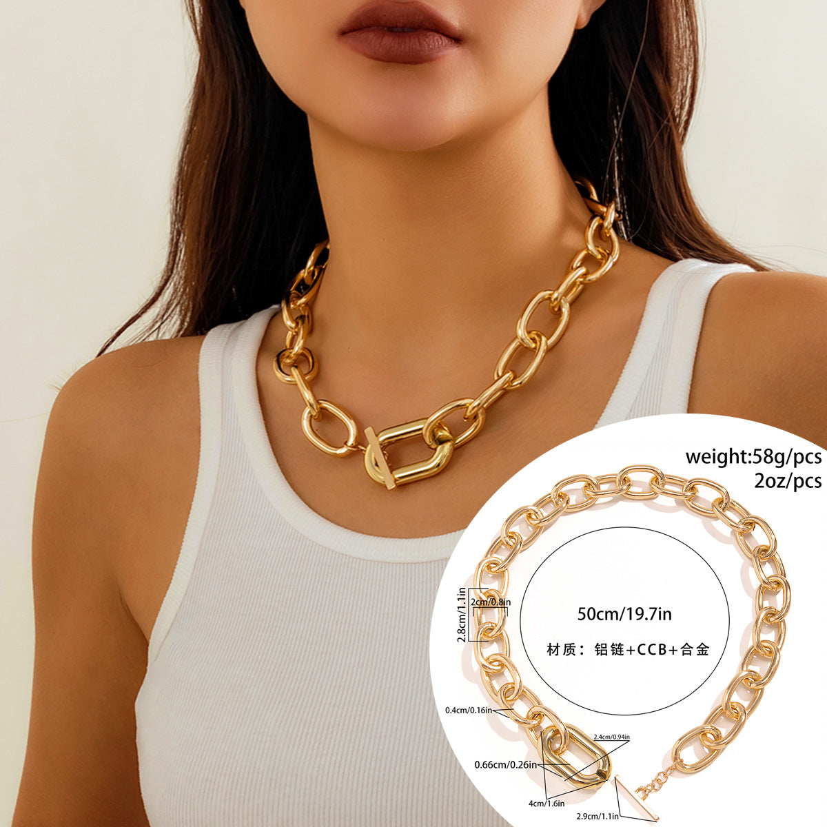 European and American Geometric Metal Collarbone Necklace Women