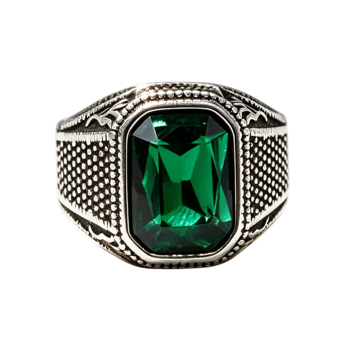 Knight Gemstone Titanium Steel Ring
