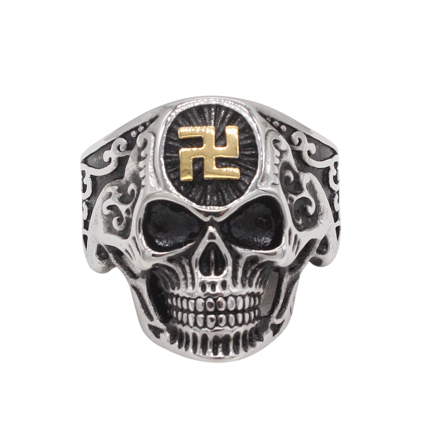Planderful Jewelry Skull Ring For Men Titanium Steel Vintage European American Style With Bold Detailing