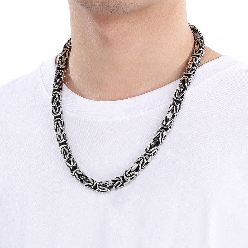 Planderful Men Titanium Steel Necklace Retro Imperial Chain