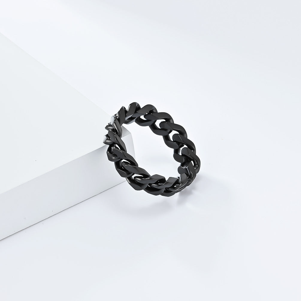 Cross-Border INS Neutral Light Luxury Stainless Steel Chain Ring