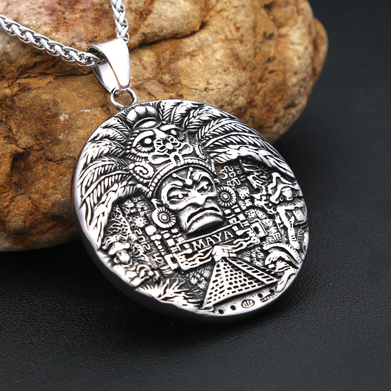 Relief Big Stainless Steel Men's Pendant Necklace