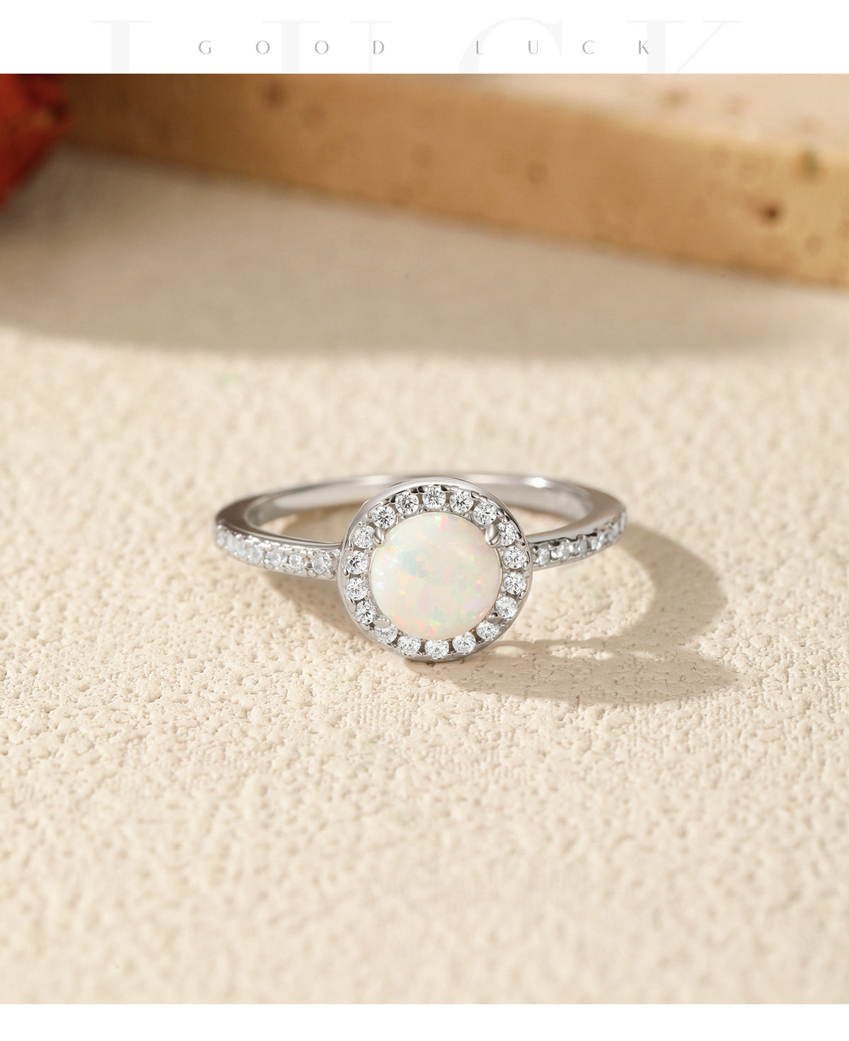 925 Sterling Silver Faux Opal Ring