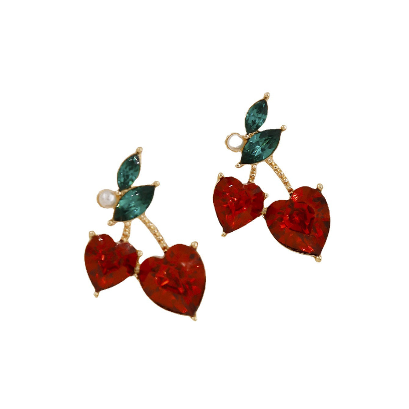 Cherry Heart Studded Earrings - Vienna Verve Collection