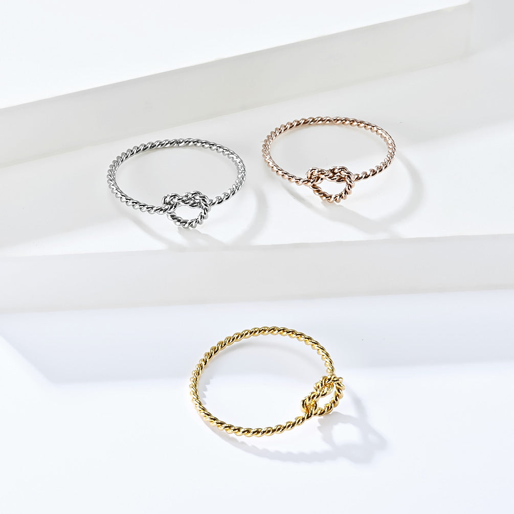 Twist Rope Knot Knotted Heart Stainless Steel Women's Ring Design Commuter