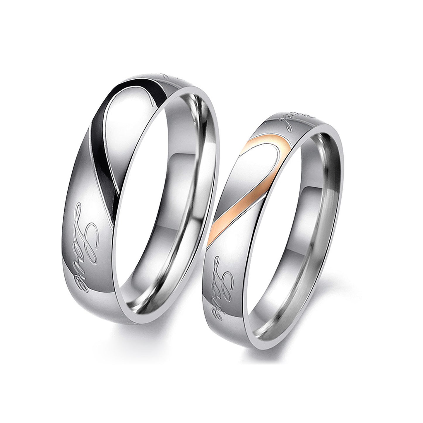Planderful Couple Ring Splicing Style Versatile Everyday Genie Steel Band For Him And Her Size 5 12